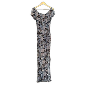 Aqua Bloomingdale’s Paisley print pattern Sun Dress with Slit nwt medium maxi